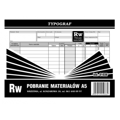 Druk Rozchód Wewnętrzny typ A5 01036